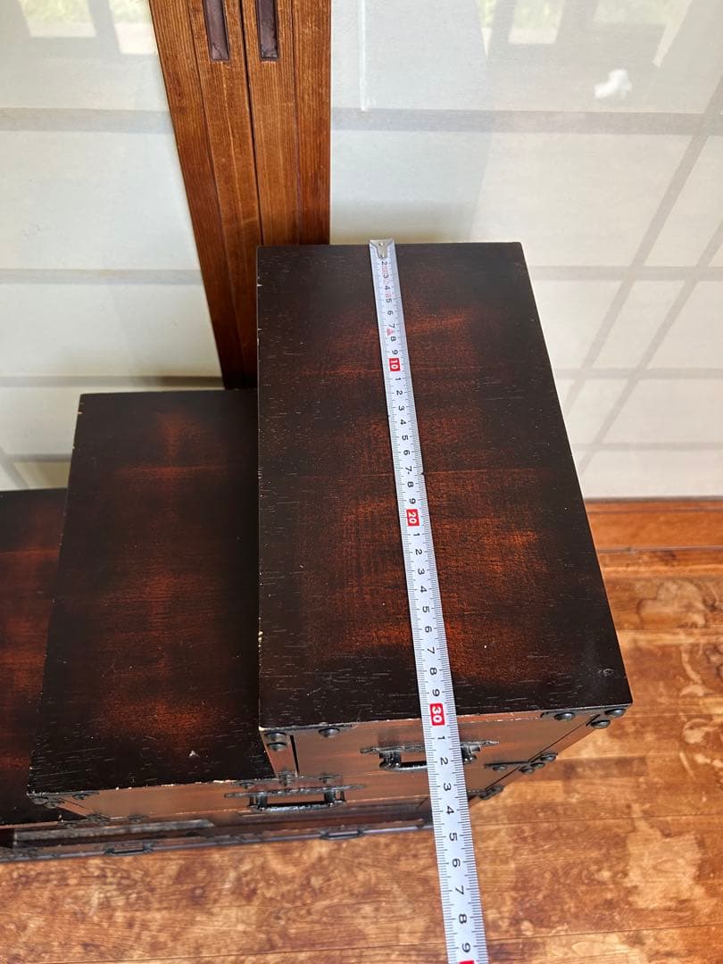 レトロ調 階段タンス 和風 民芸家具 小物収納　左下り