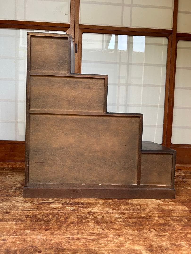 レトロ調 階段タンス 和風 民芸家具 小物収納　左下り