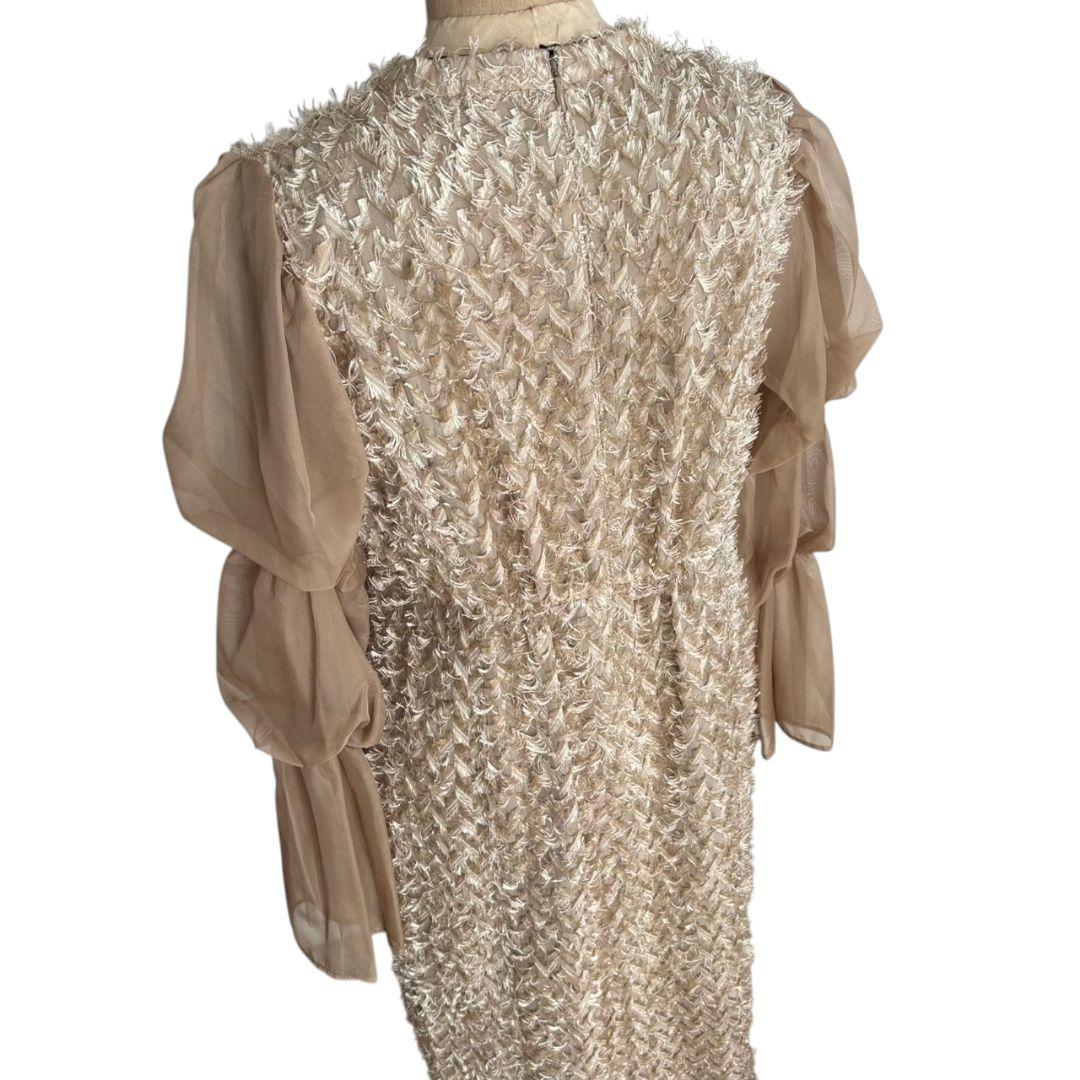 美品✨️niana デザインスリーブシャギードレス 結婚式　L