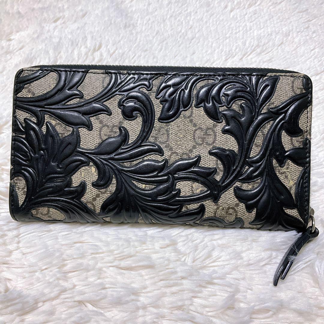 ☆超極美品☆GUCCI アラベスク 長財布 GGスプリーム ラウンドファスナー