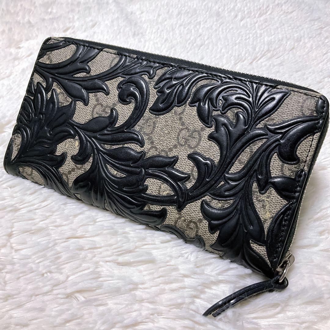 ☆超極美品☆GUCCI アラベスク 長財布 GGスプリーム ラウンドファスナー
