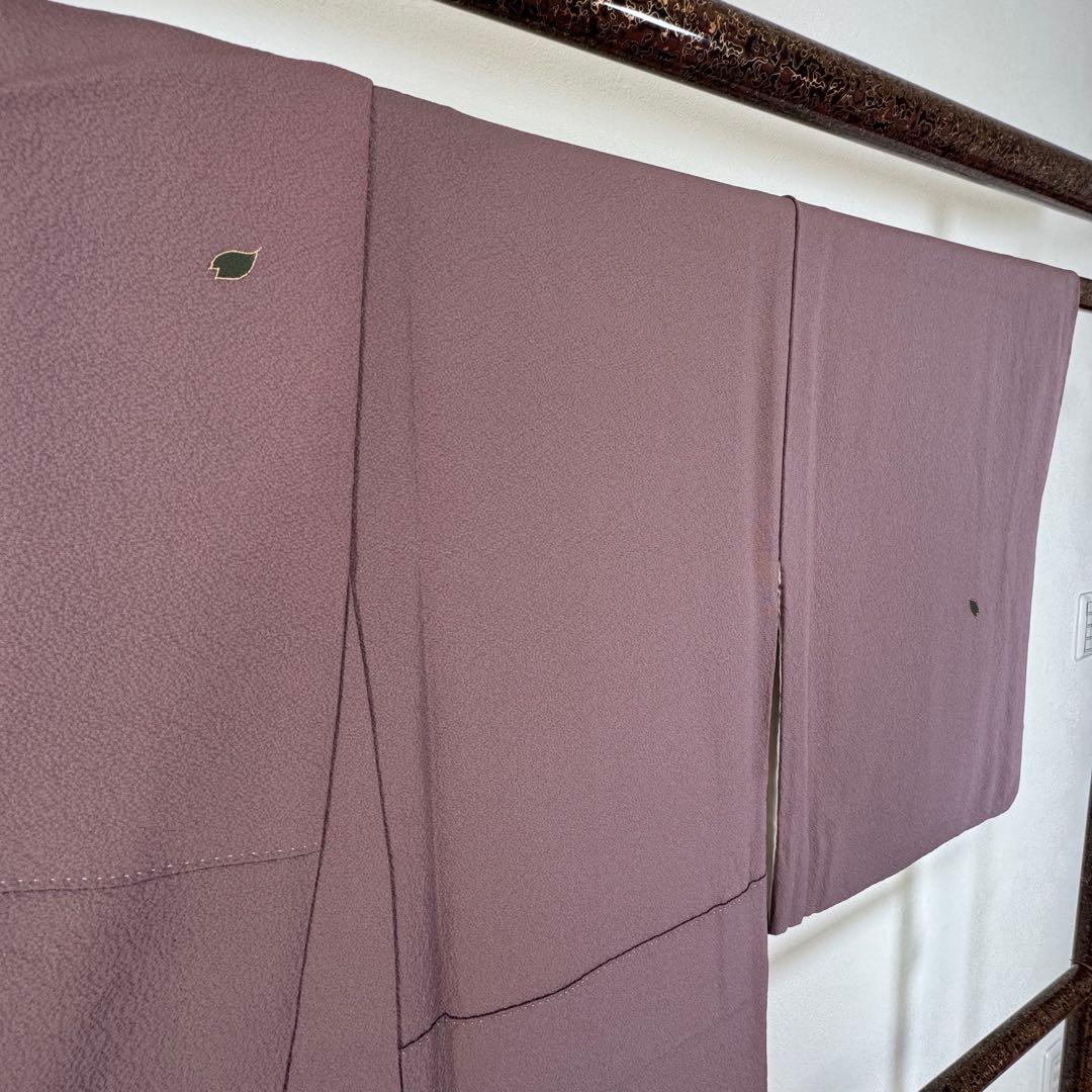 超美品　正絹　袷　広襟　付け下げ　着物　160裄65 ジュサブロー　赤紫　小豆色