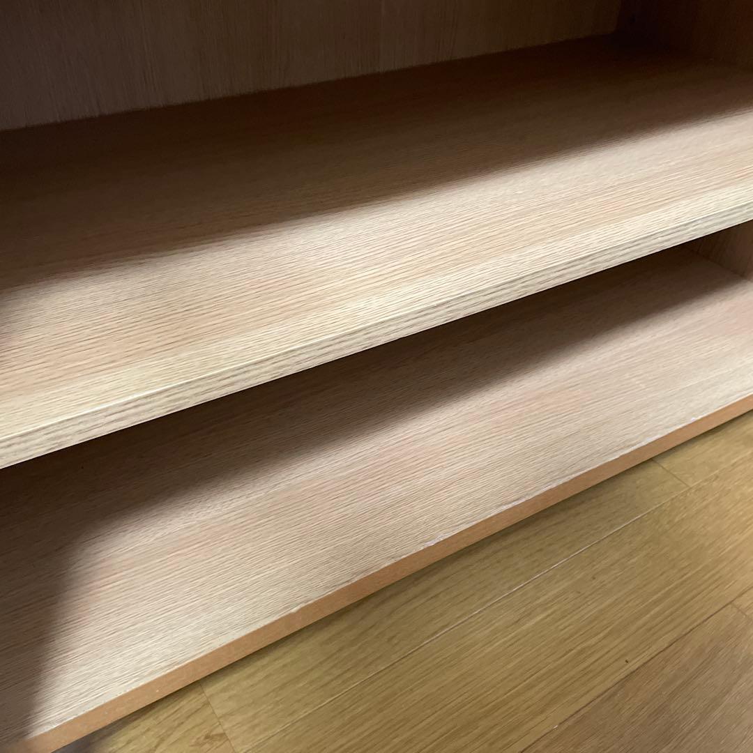 無印良品　キャビネット　ガラス扉　タモ材