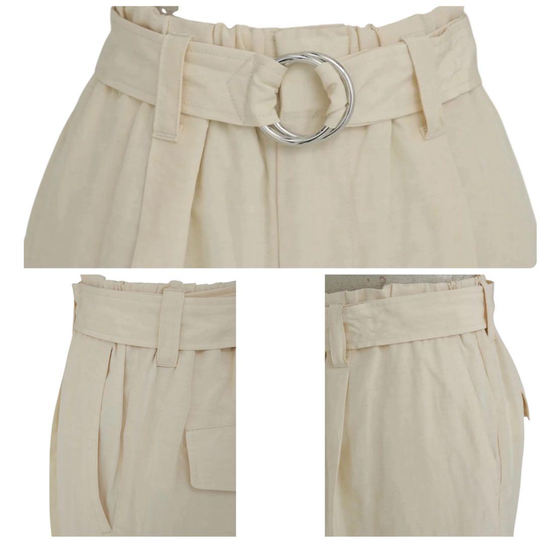 【新品41,800】23SS☆カレンテージ☆レーヨンリネンカーゴパンツ ホワイト