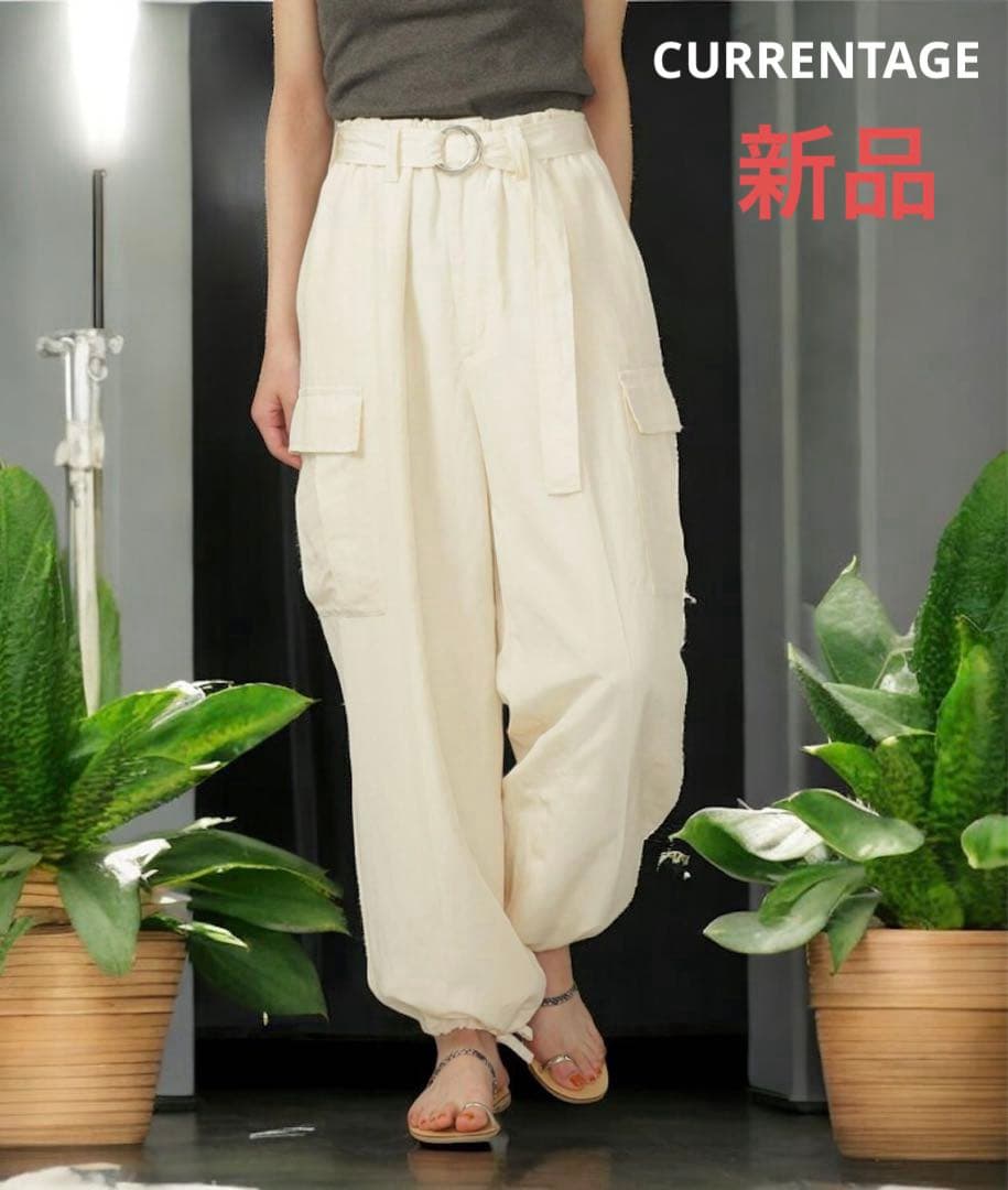 【新品41,800】23SS☆カレンテージ☆レーヨンリネンカーゴパンツ ホワイト
