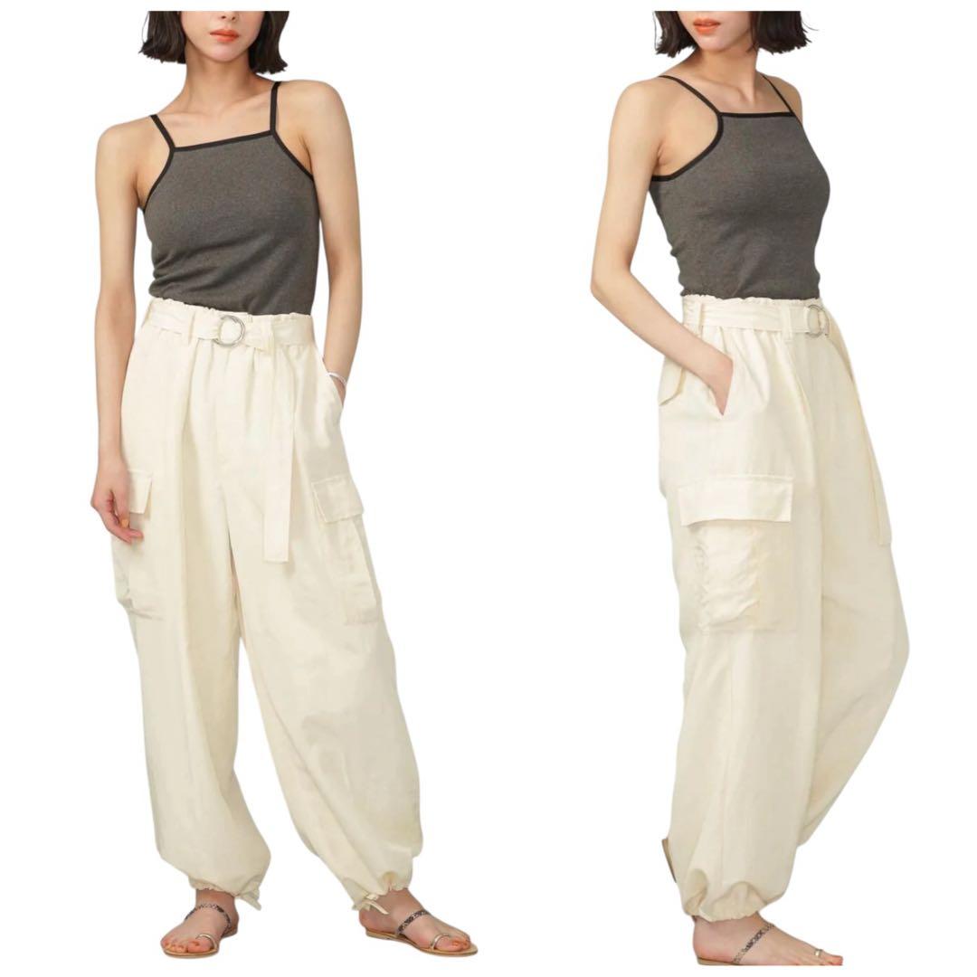 【新品41,800】23SS☆カレンテージ☆レーヨンリネンカーゴパンツ ホワイト