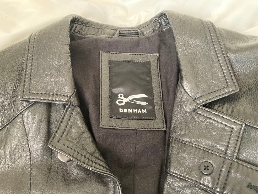 【DENHAM】メンズ　ラム革テーラードジャケット　ブラックM size