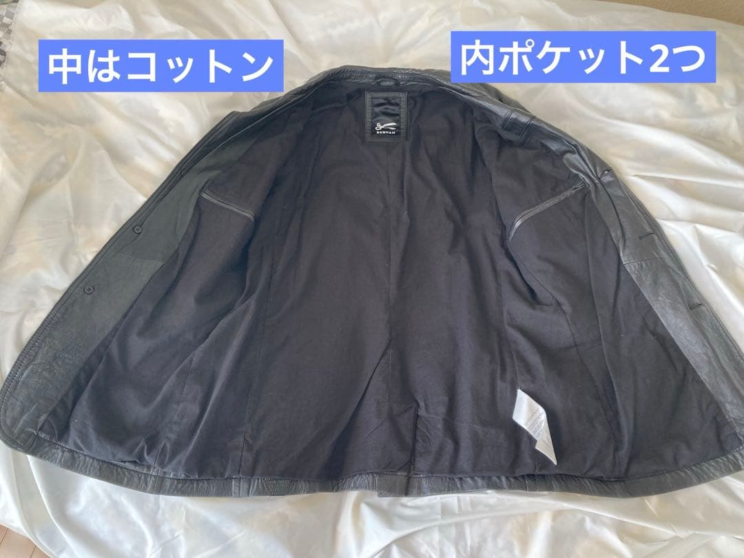 【DENHAM】メンズ　ラム革テーラードジャケット　ブラックM size