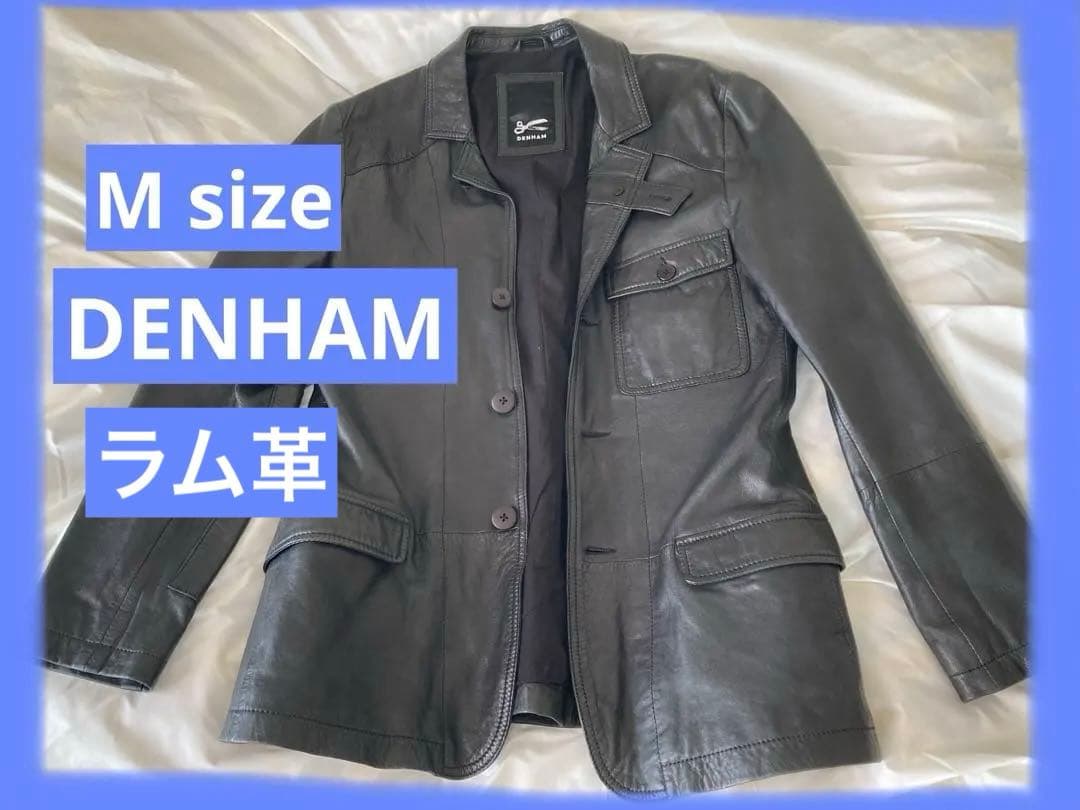 【DENHAM】メンズ　ラム革テーラードジャケット　ブラックM size