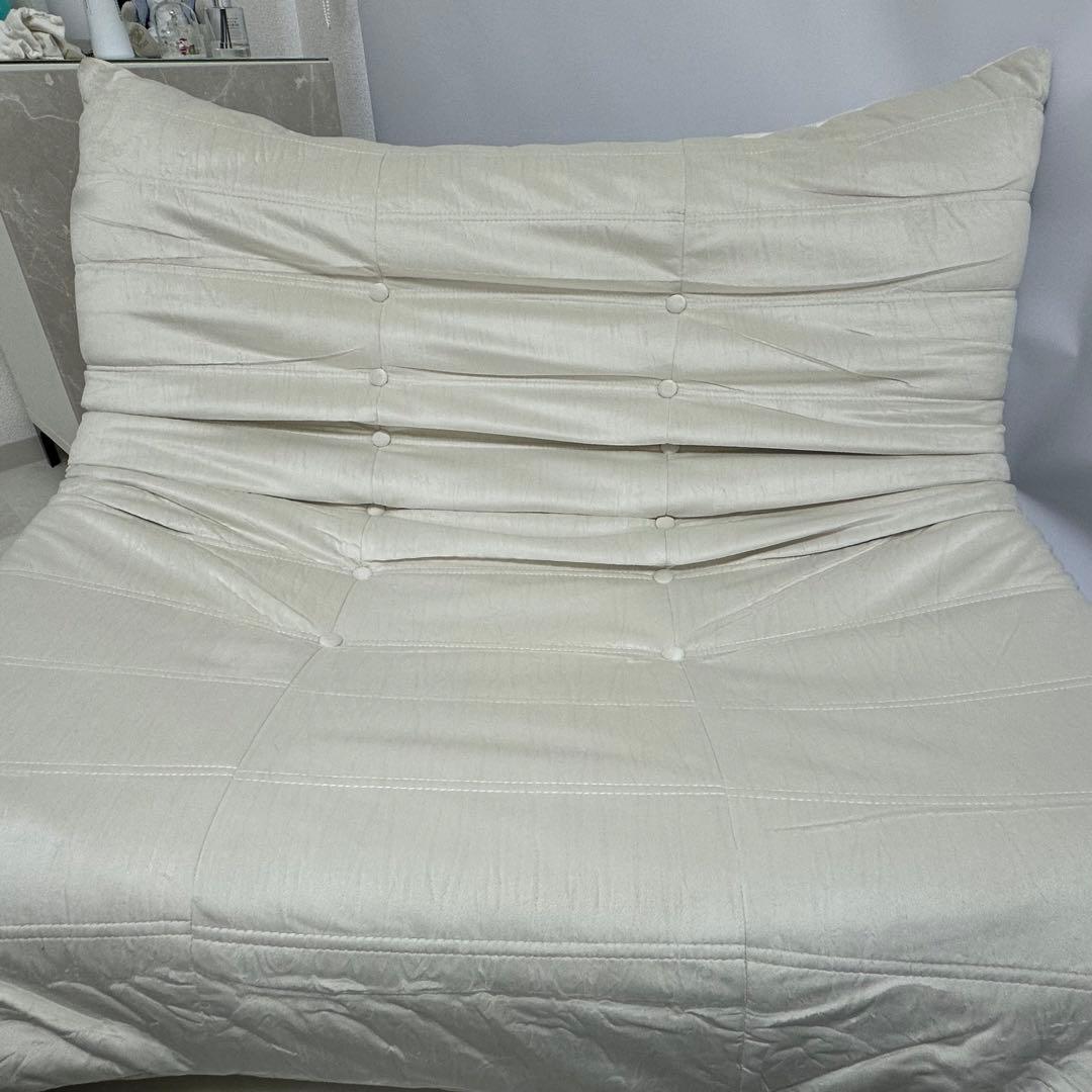 リーンロゼ トーゴ 風 リプロダクト ２人がけ ソファ リクライニング ホワイト