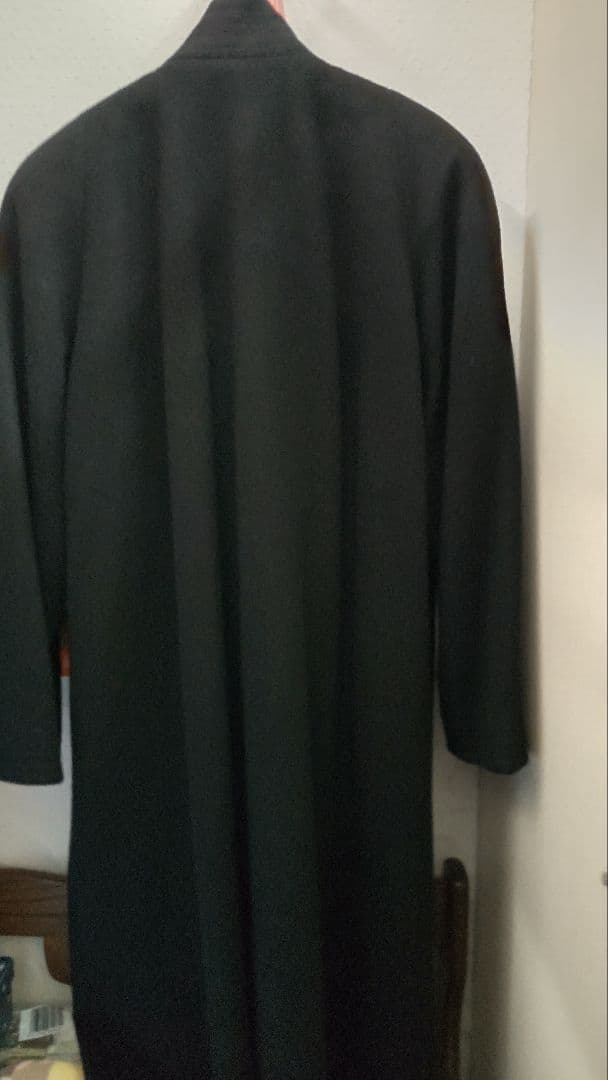 【ゆみゴン】ウール　（カシミヤ表示）ブラックロングコート13号