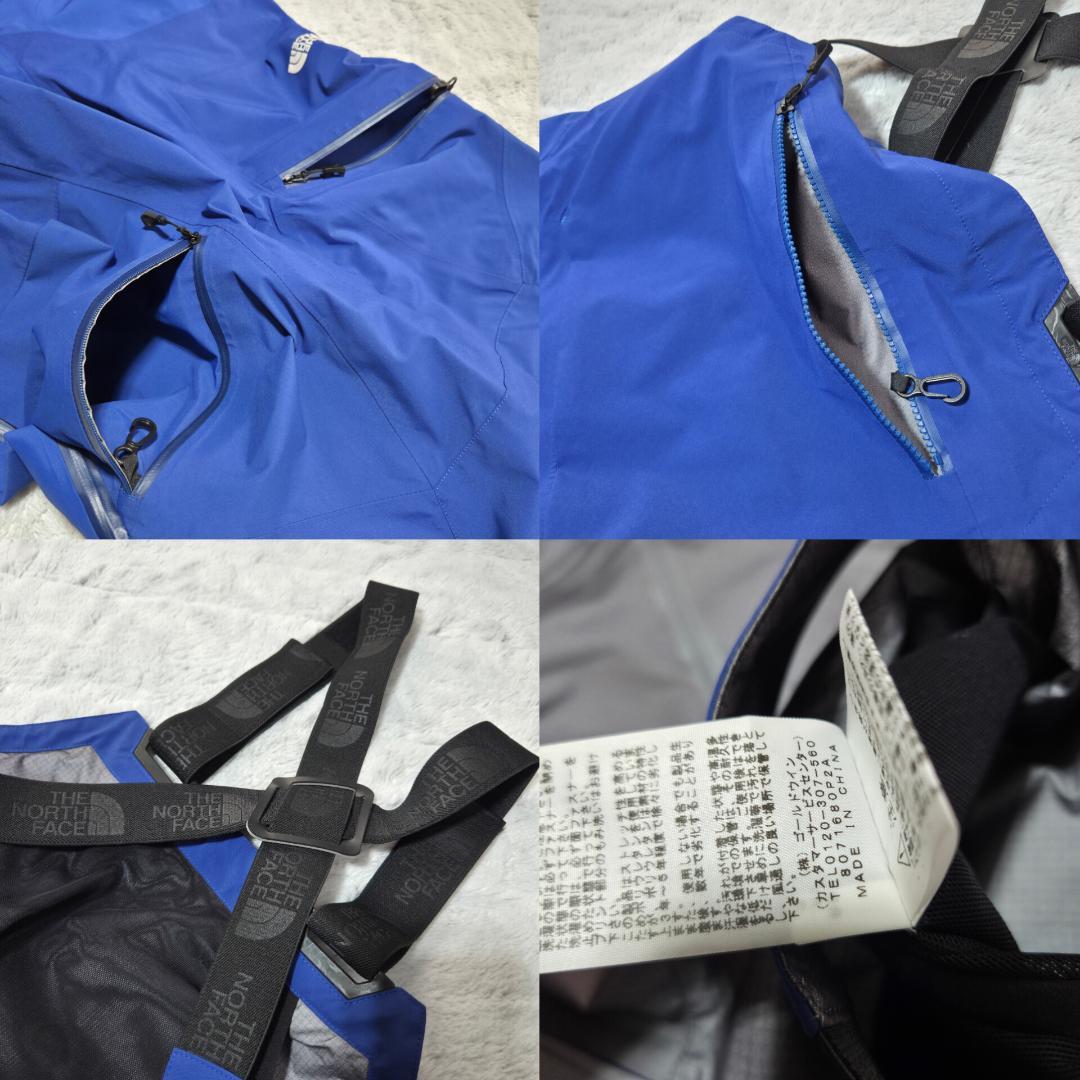 美品ザノースフェイス ビブパンツ　STEEP　ゴアテックスプロ　S　青　ポケット