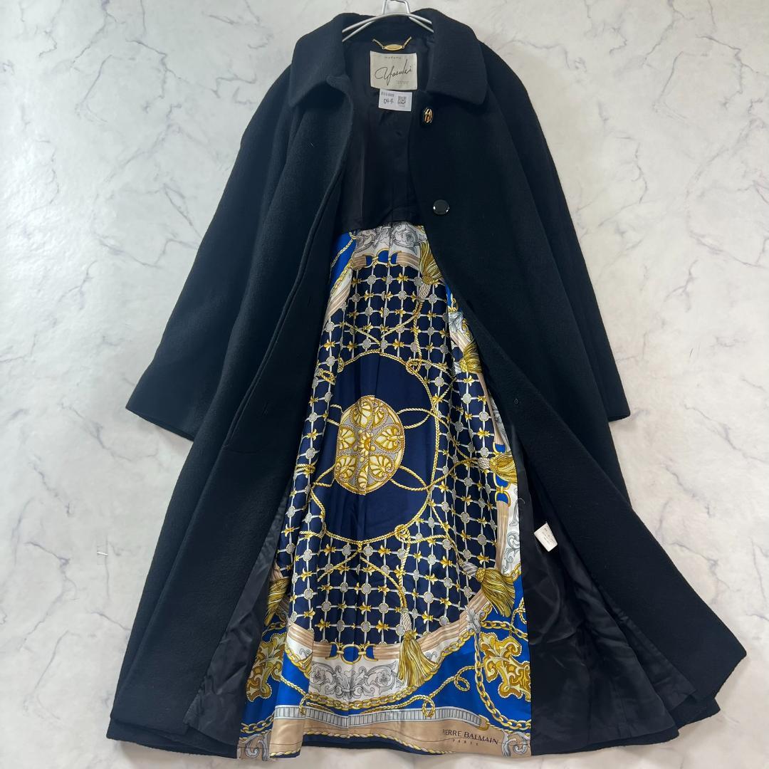 カシミヤ100％ ダブルフェイスコート マキシ 裏地シルク XL相当 B1488