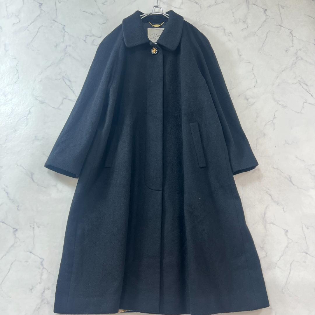 カシミヤ100％ ダブルフェイスコート マキシ 裏地シルク XL相当 B1488