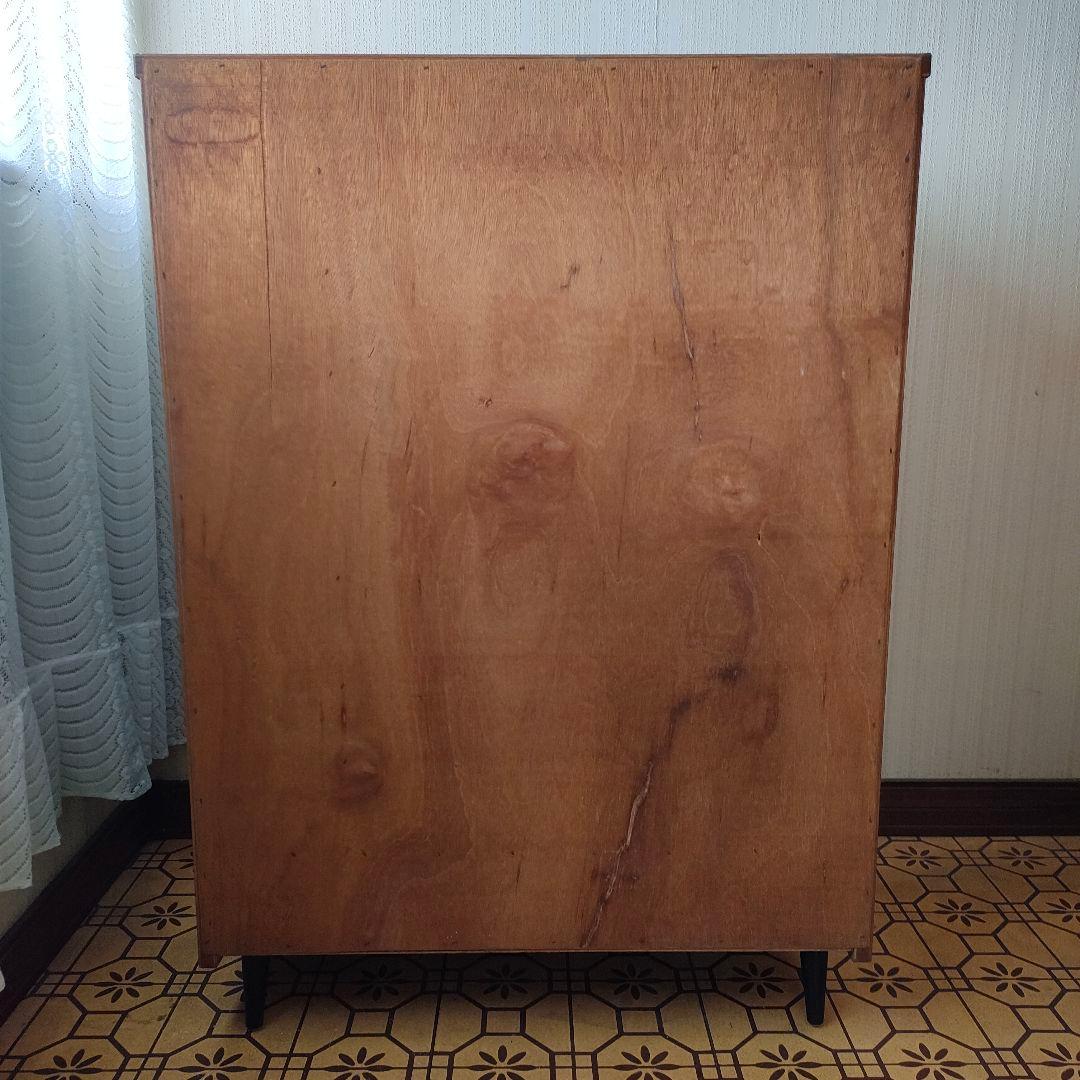 【昭和レトロ】木製 ブラウン スライド扉 下駄箱 靴箱 引き出し付き