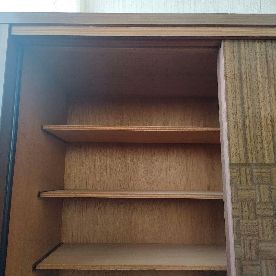 【昭和レトロ】木製 ブラウン スライド扉 下駄箱 靴箱 引き出し付き