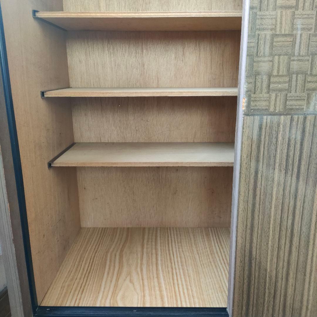 【昭和レトロ】木製 ブラウン スライド扉 下駄箱 靴箱 引き出し付き