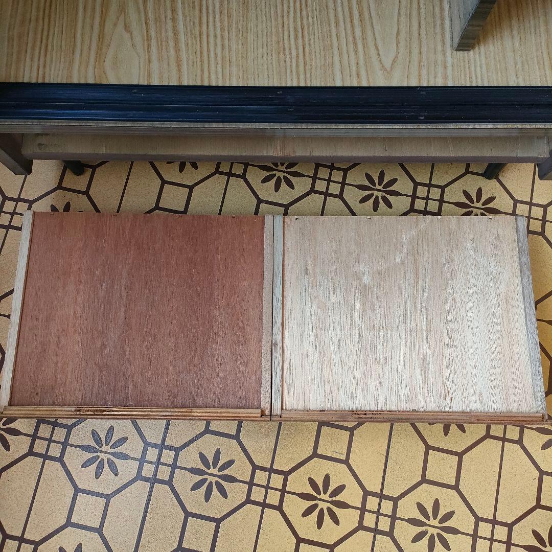 【昭和レトロ】木製 ブラウン スライド扉 下駄箱 靴箱 引き出し付き