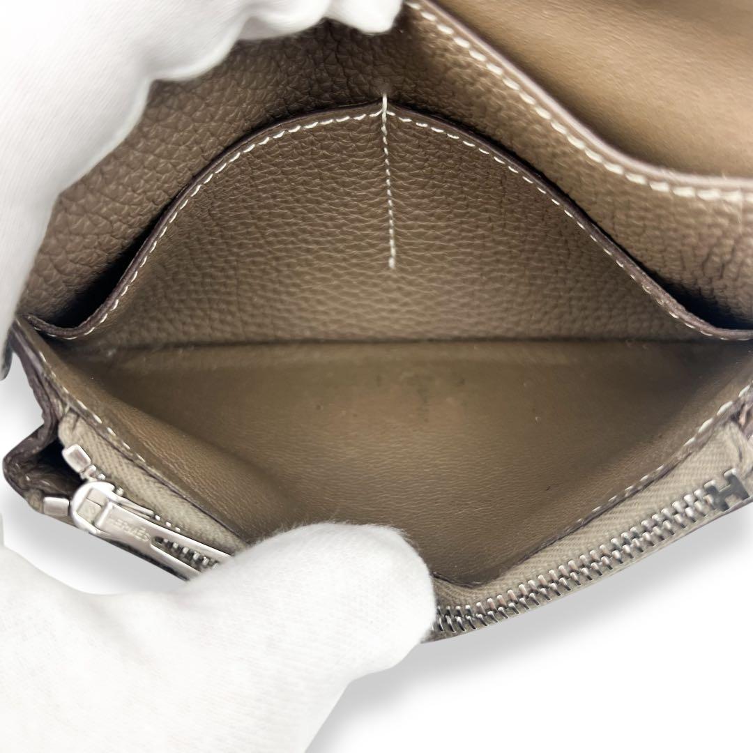 【美品】エルメス　トリヨンクレマンス　エトゥープ　ドゴンコンパクト　768