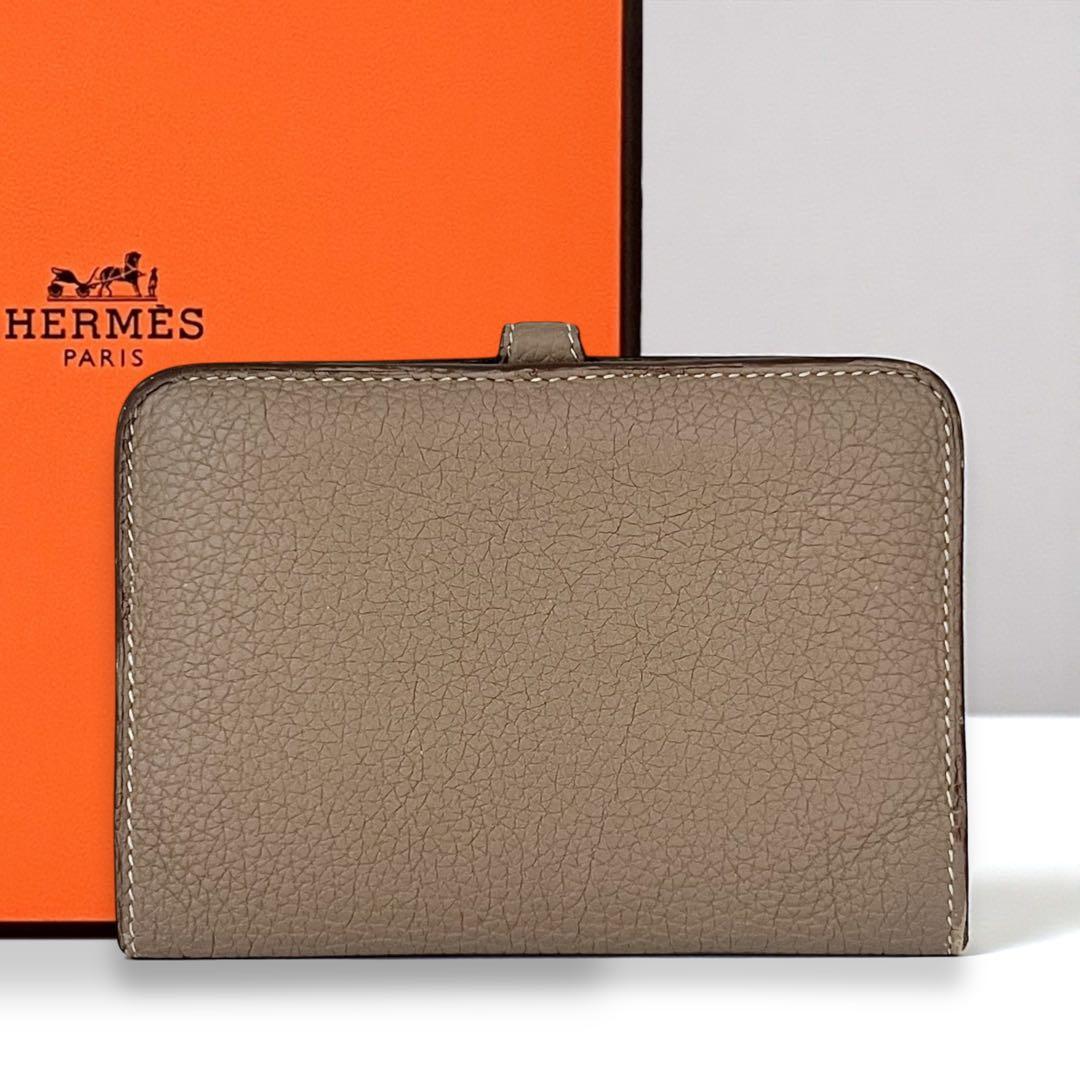 【美品】エルメス　トリヨンクレマンス　エトゥープ　ドゴンコンパクト　768