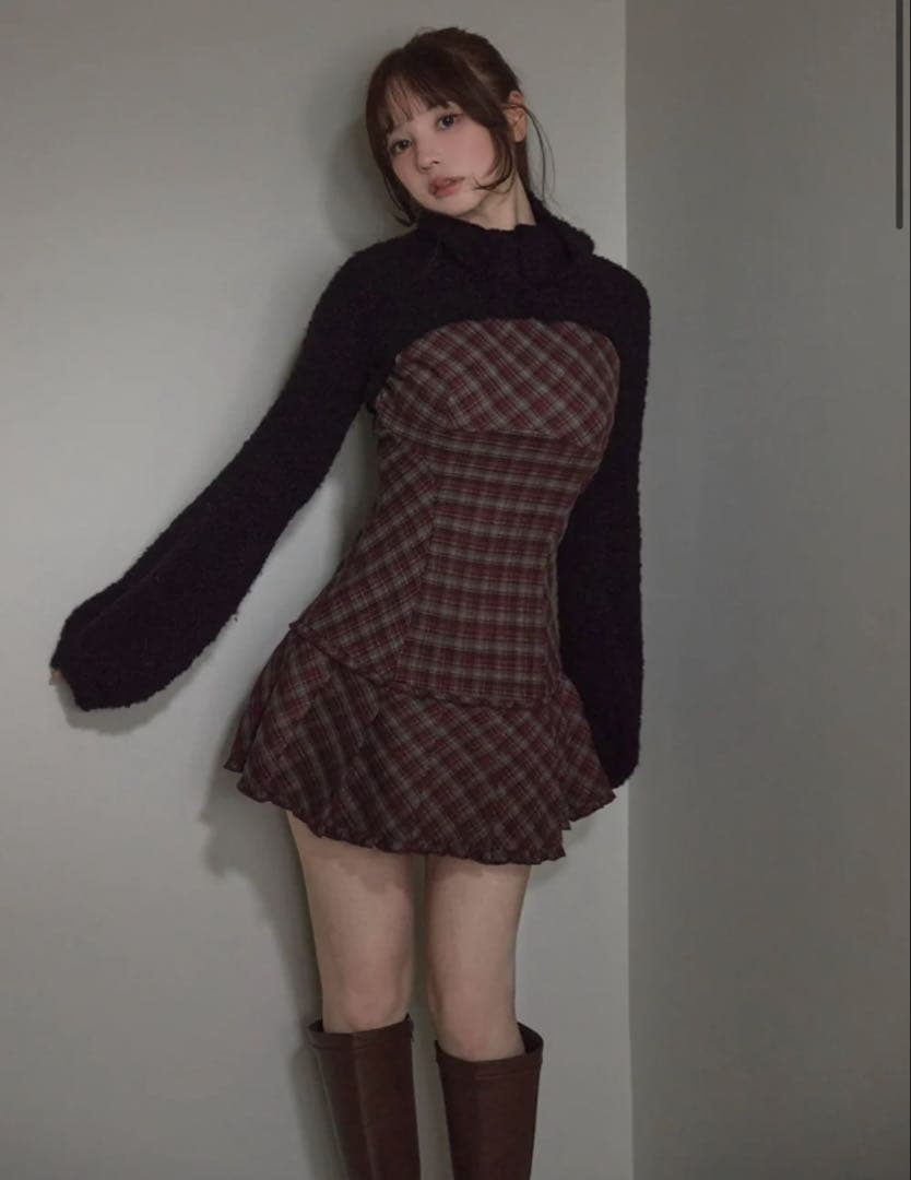 ワンピース Lulu check set mini dress andmary