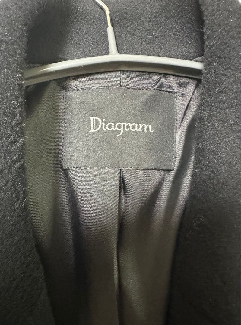 グレースコンチネンタル　Diagram ウールチェスターコート　38 ブラック