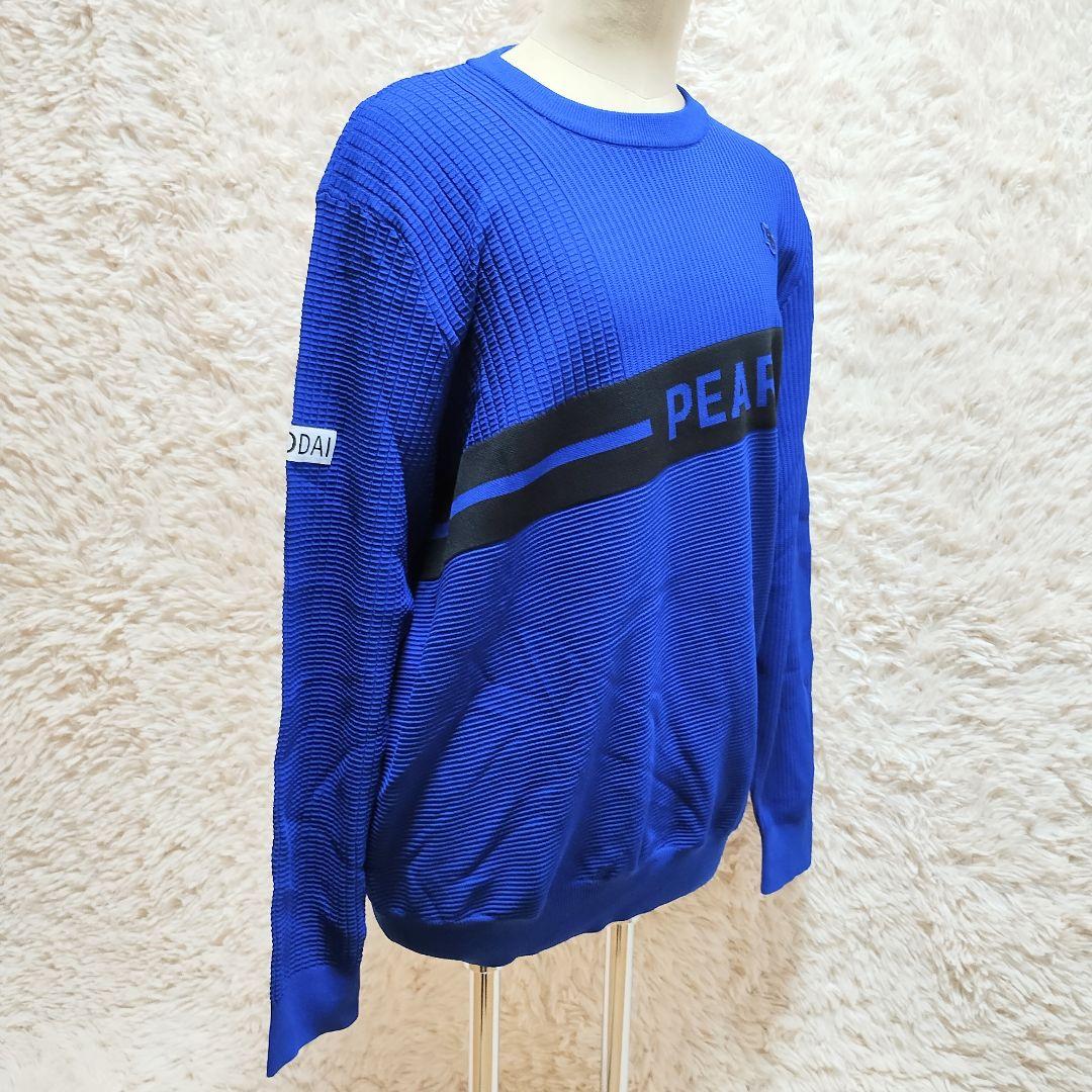 現行　パーリーゲイツ　光栓クルーネックニットプルオーバー　ブルー