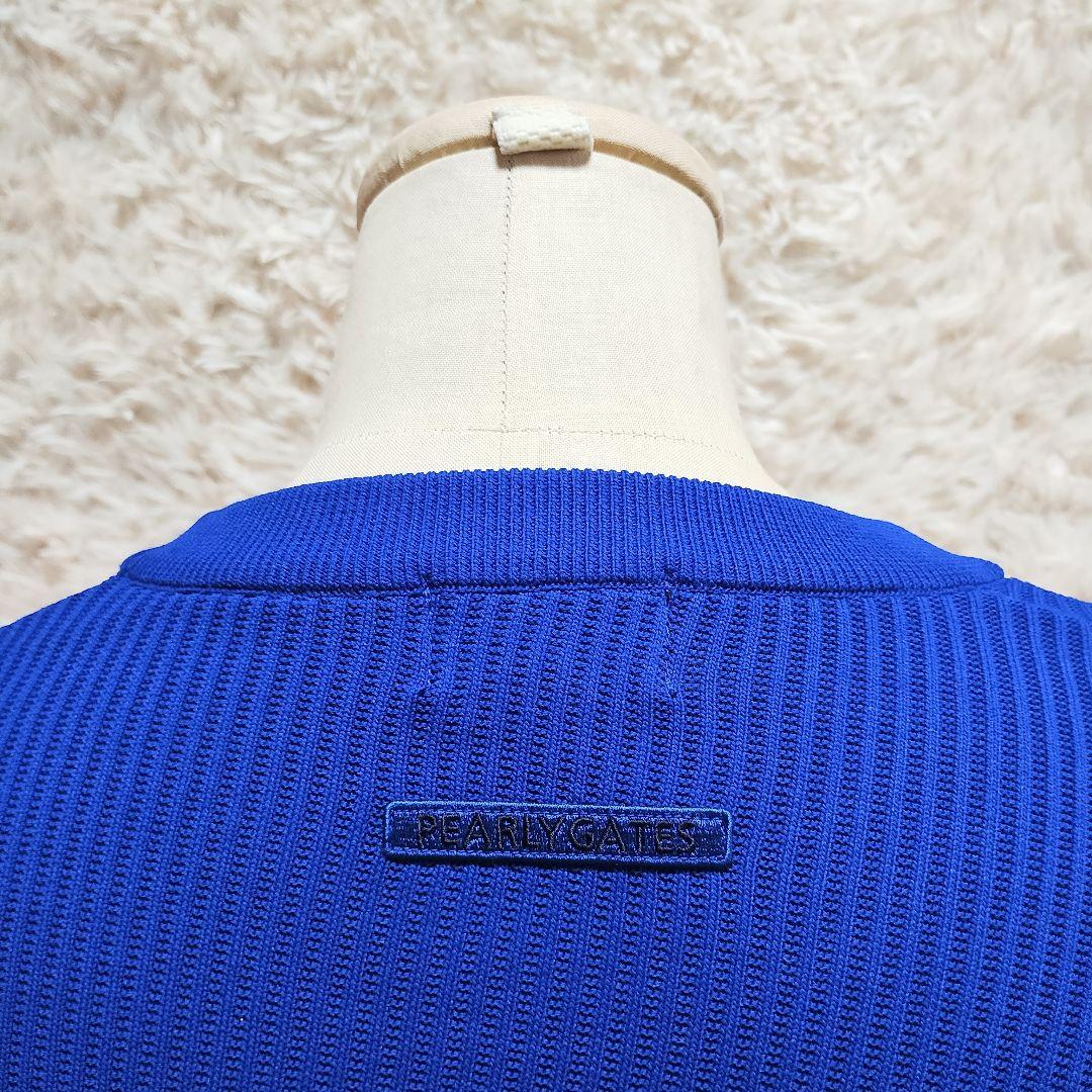 現行　パーリーゲイツ　光栓クルーネックニットプルオーバー　ブルー