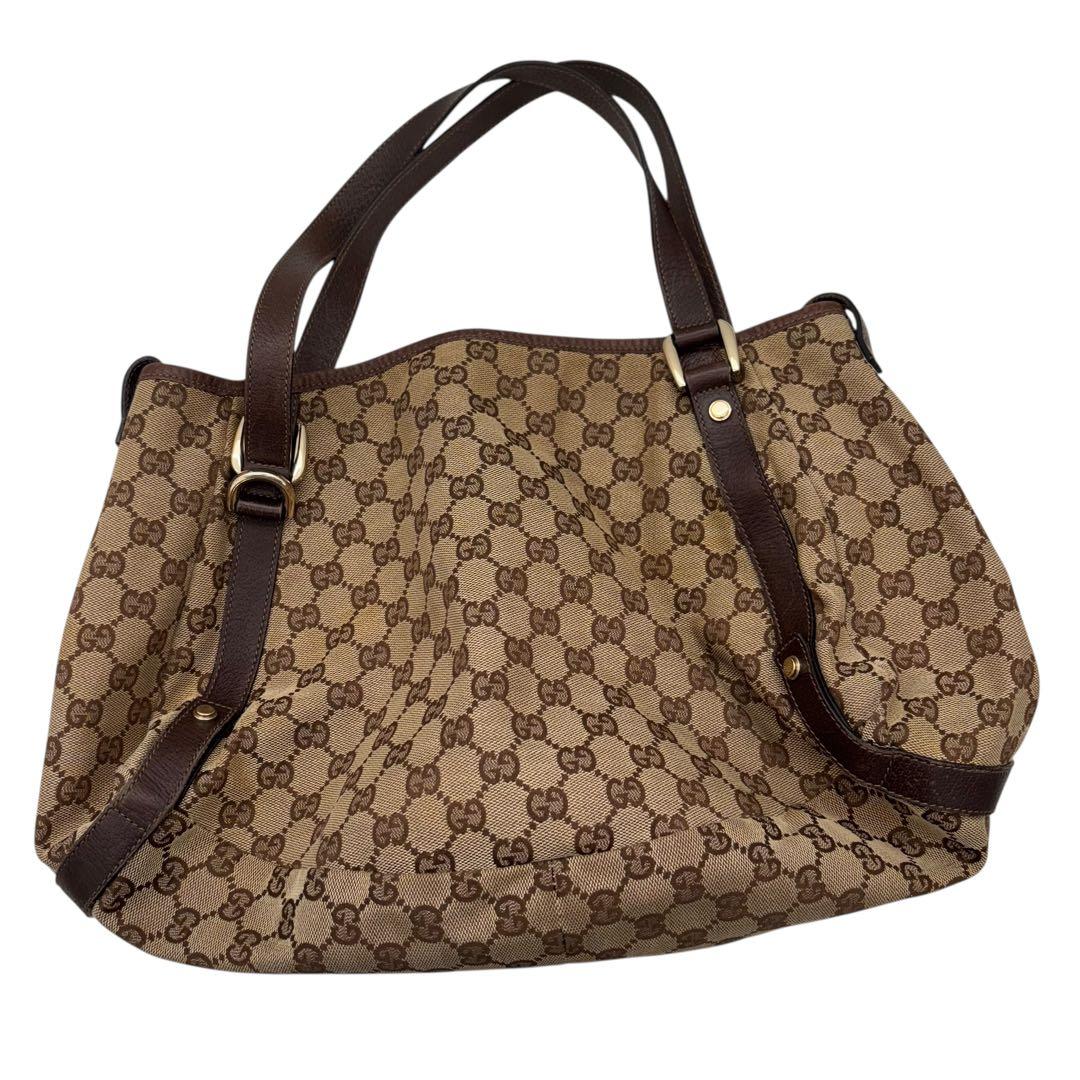 ［鑑定済］GUCCI アビー GGキャンバス トートバッグ 130736