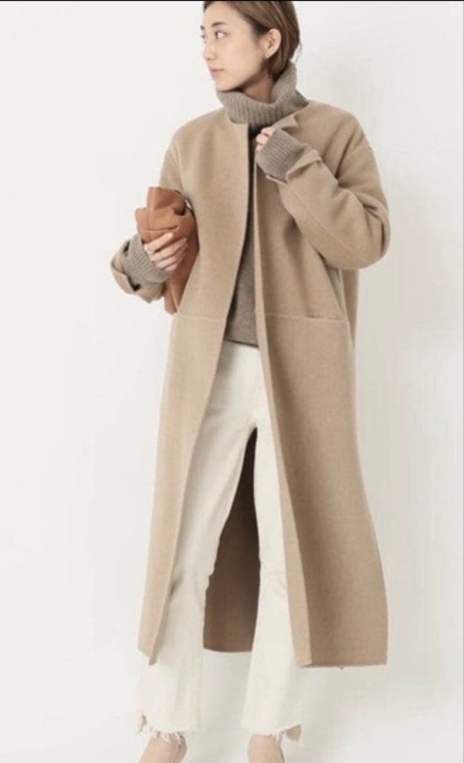 ★ドゥーズィエムクラス victorianウールリバーコート ベージュ 36