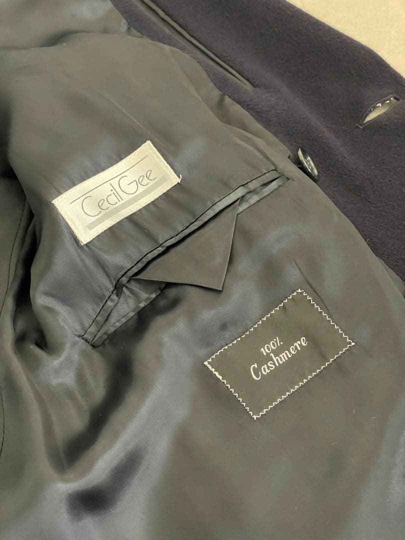 【サヴィル・ロウ】カシミヤ ダブルチェスターフィールドコート ネイビー