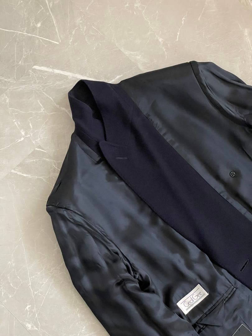 【サヴィル・ロウ】カシミヤ ダブルチェスターフィールドコート ネイビー