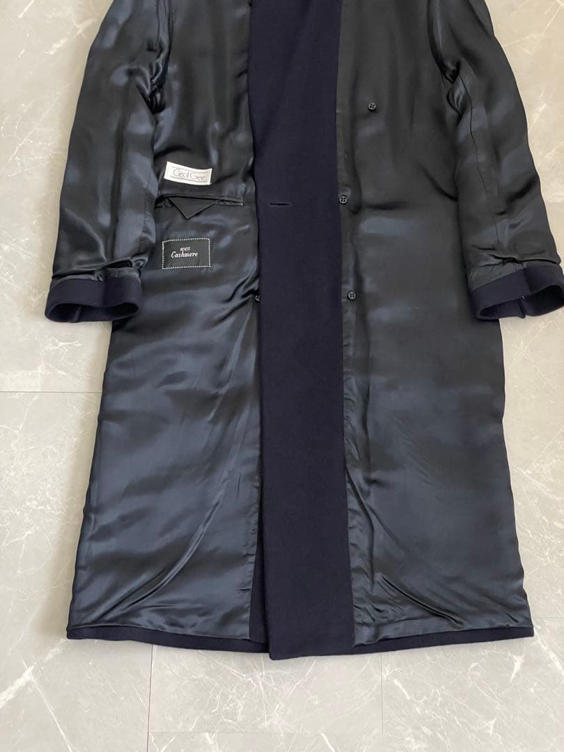【サヴィル・ロウ】カシミヤ ダブルチェスターフィールドコート ネイビー
