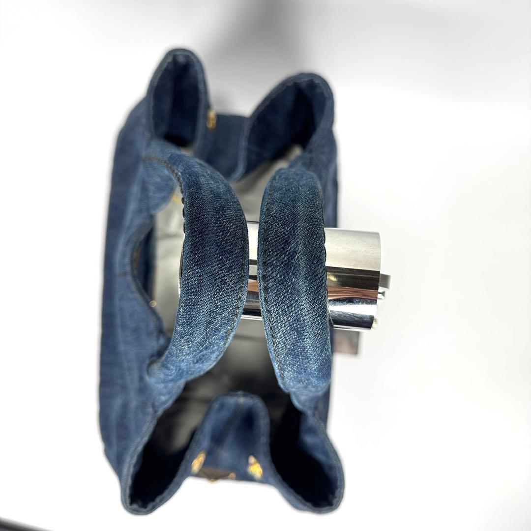美品✨ PRADA カナパ M デニム トートバッグ ネイビー