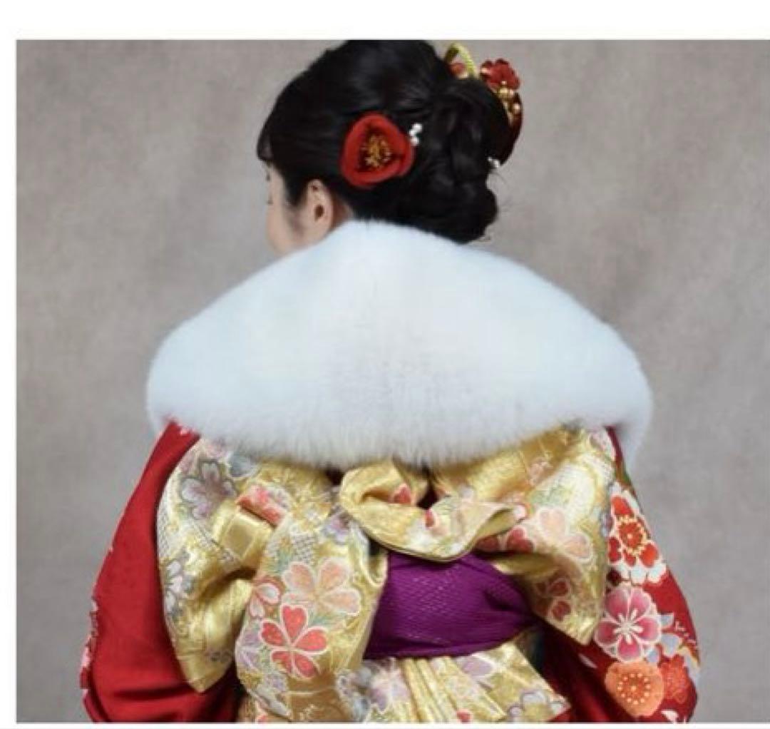 成人式 SAGA FUR ファー サガフォックス　ホワイト ショール　毛皮