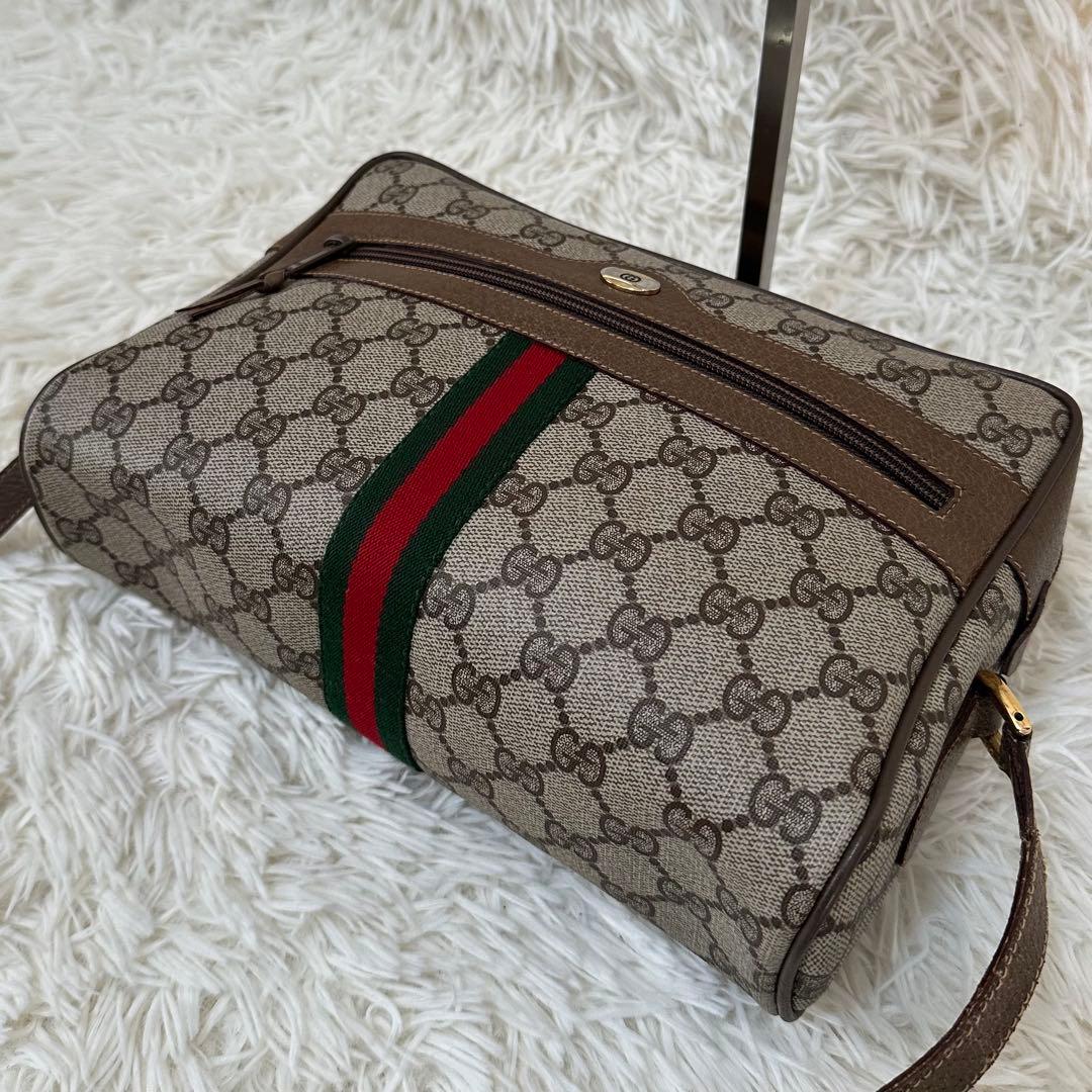 値下げ 紙タグ グッチ シェリーライン GGキャンバス レザー ショルダーバッグ