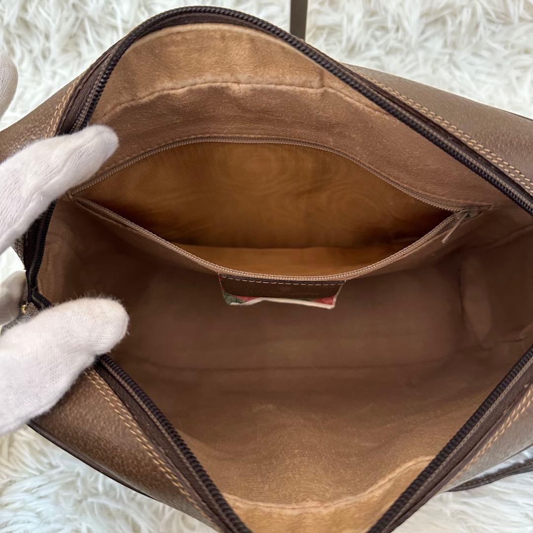 値下げ 紙タグ グッチ シェリーライン GGキャンバス レザー ショルダーバッグ