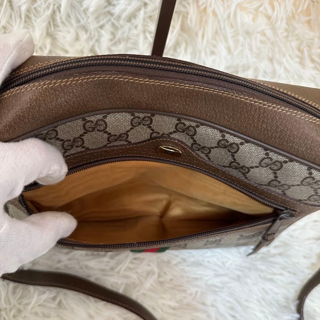 値下げ 紙タグ グッチ シェリーライン GGキャンバス レザー ショルダーバッグ