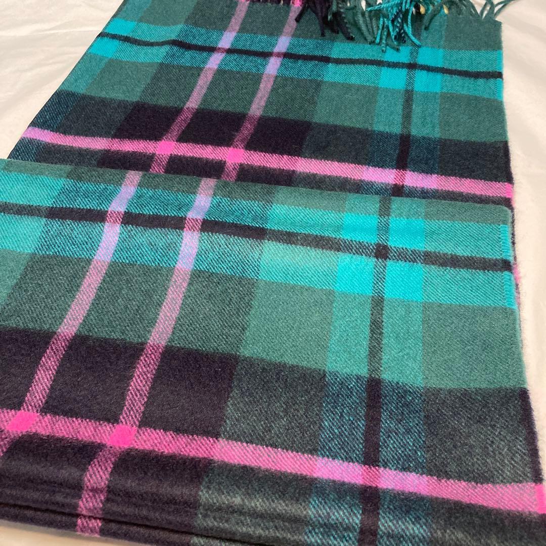 新品 ジョンストンズ カシミヤ100％ 大判ストール グリーン チェック