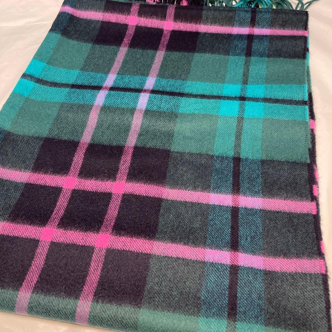 新品 ジョンストンズ カシミヤ100％ 大判ストール グリーン チェック