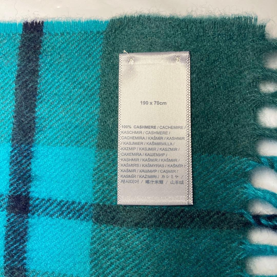 新品 ジョンストンズ カシミヤ100％ 大判ストール グリーン チェック