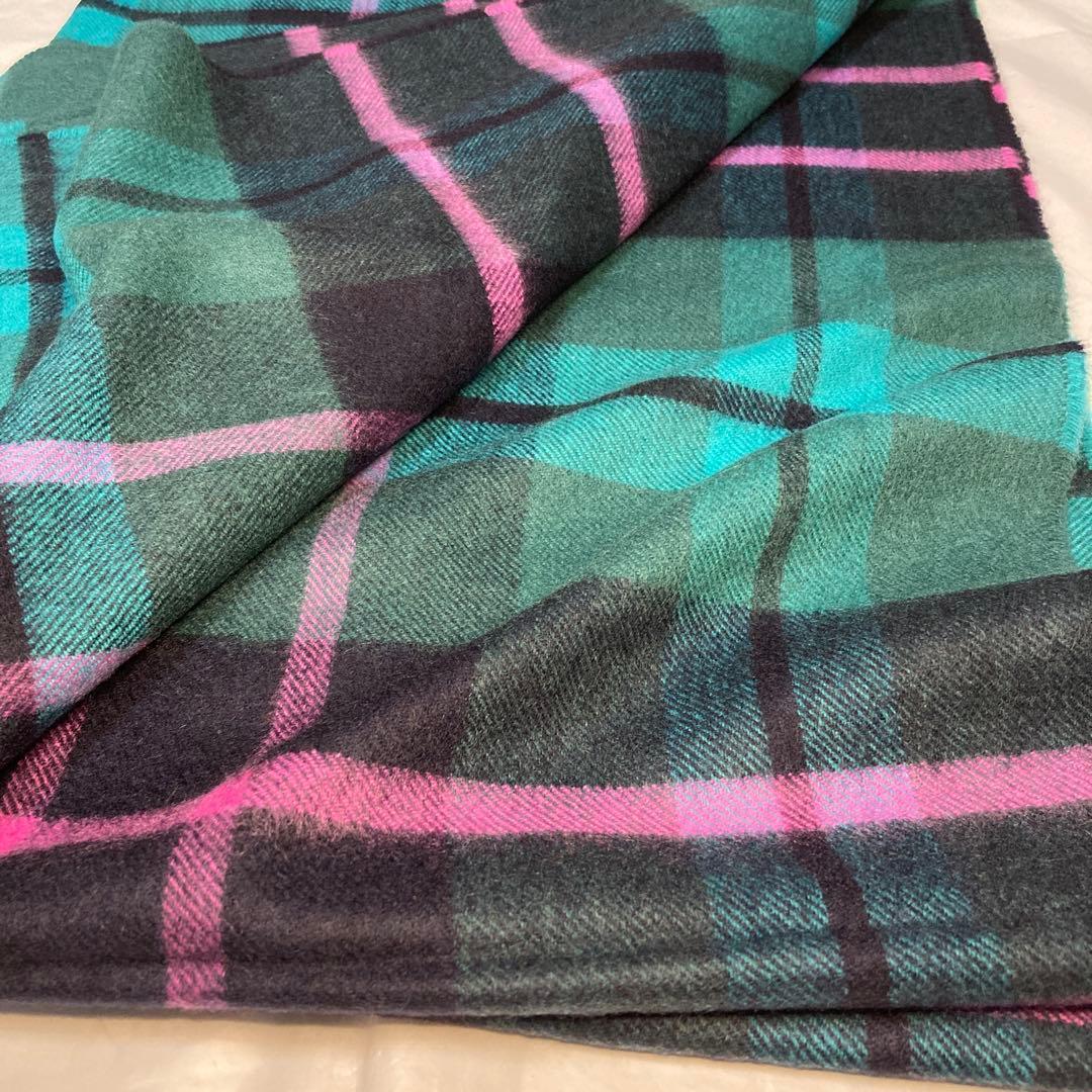 新品 ジョンストンズ カシミヤ100％ 大判ストール グリーン チェック