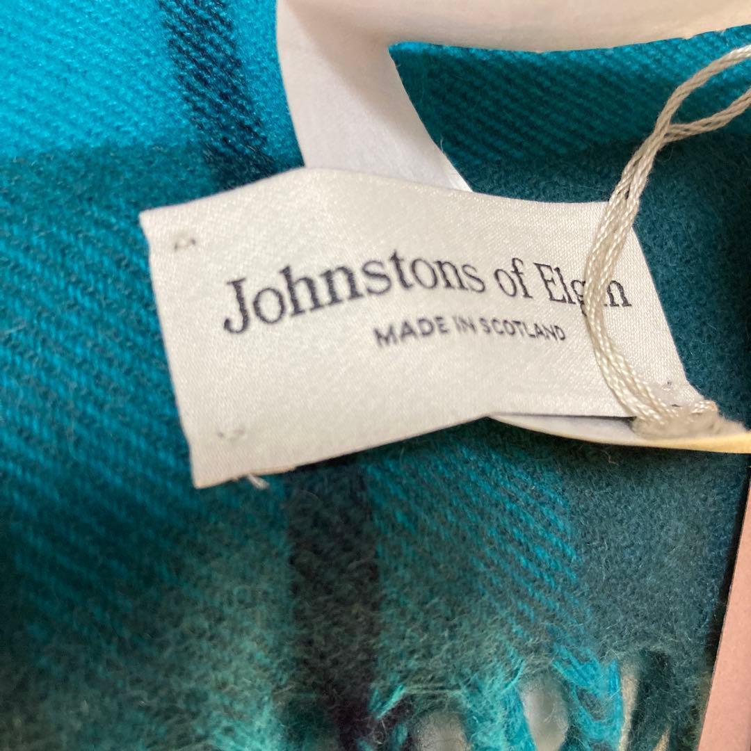 新品 ジョンストンズ カシミヤ100％ 大判ストール グリーン チェック