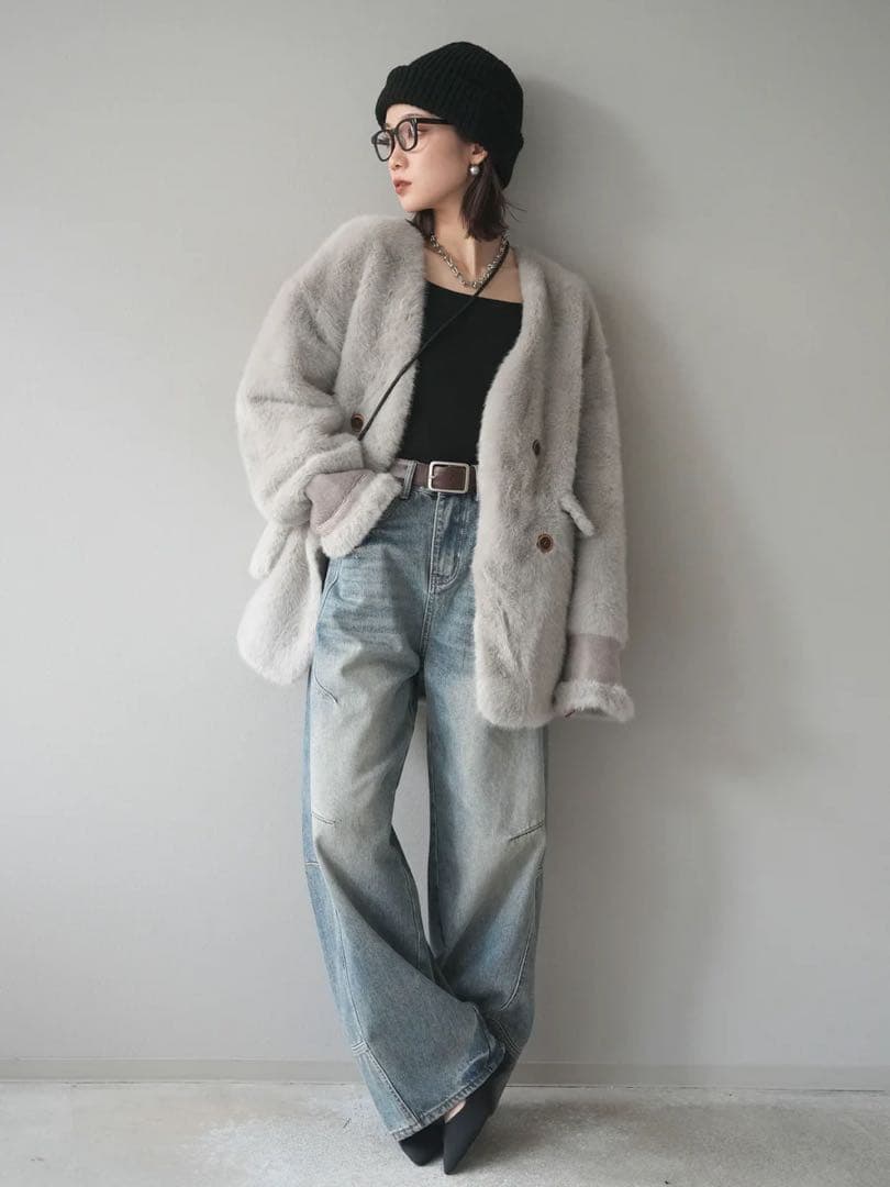 Lumier バック付きエコファーノーカラーコート　再値下げ