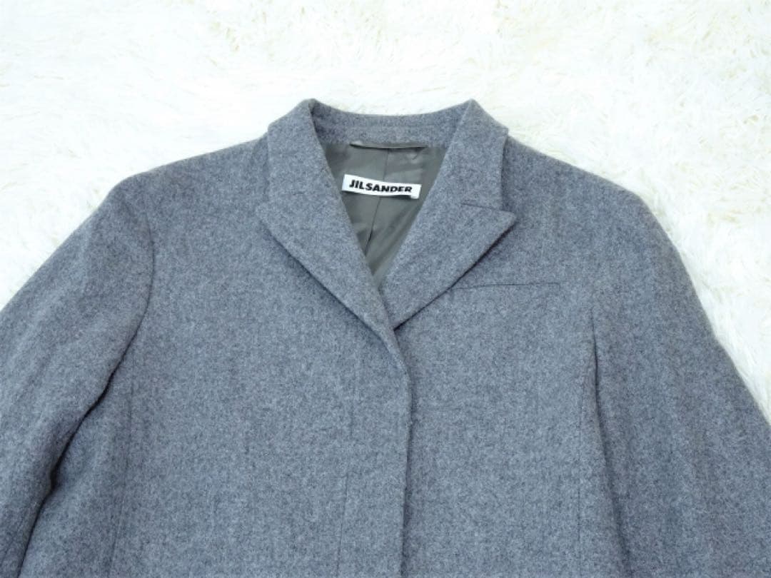 【ジル サンダー】ウールカシミヤ ロングコート チェスターコート グレー 34