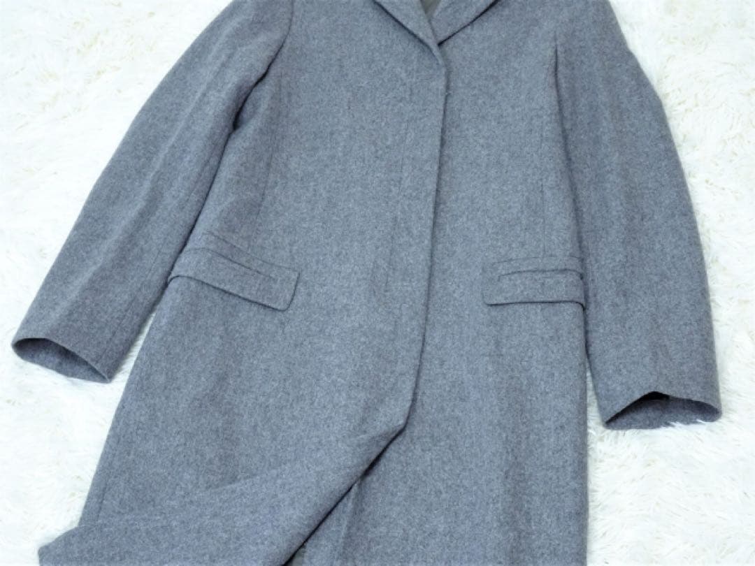 【ジル サンダー】ウールカシミヤ ロングコート チェスターコート グレー 34
