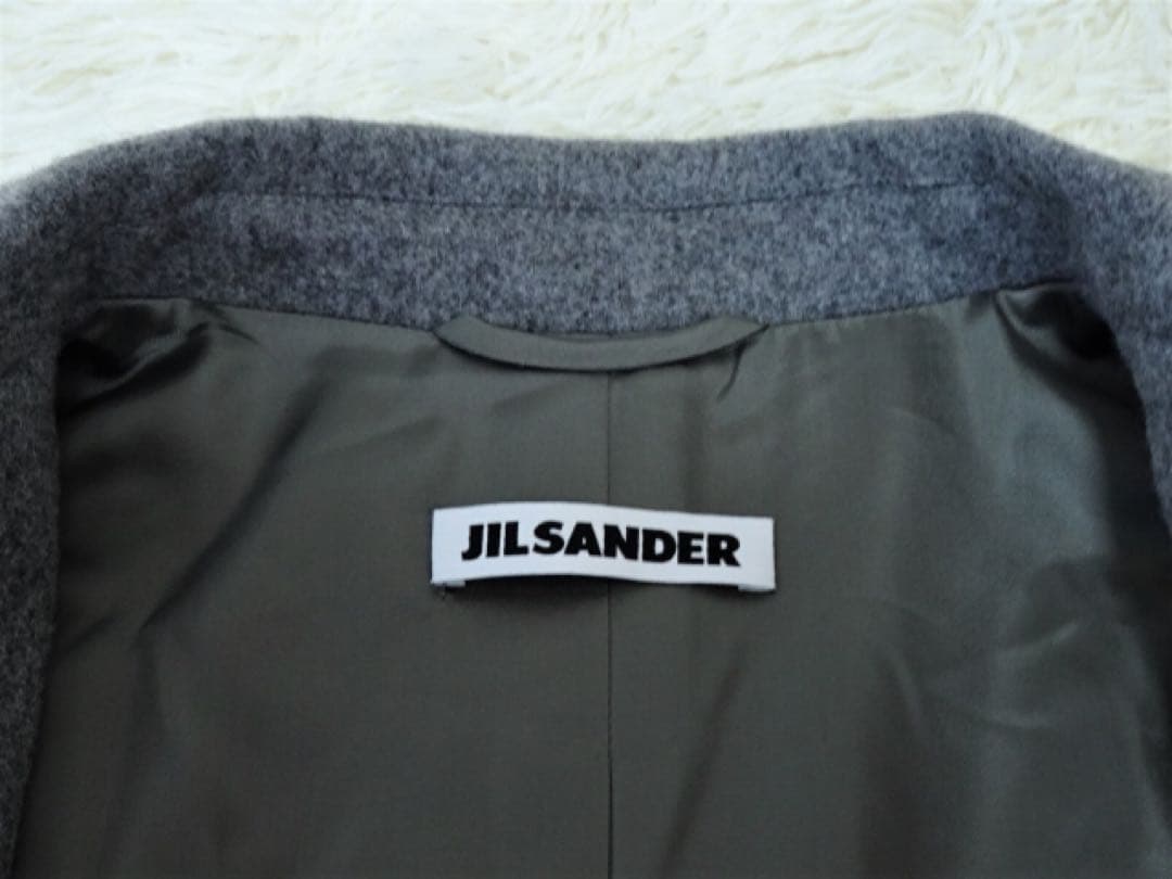 【ジル サンダー】ウールカシミヤ ロングコート チェスターコート グレー 34