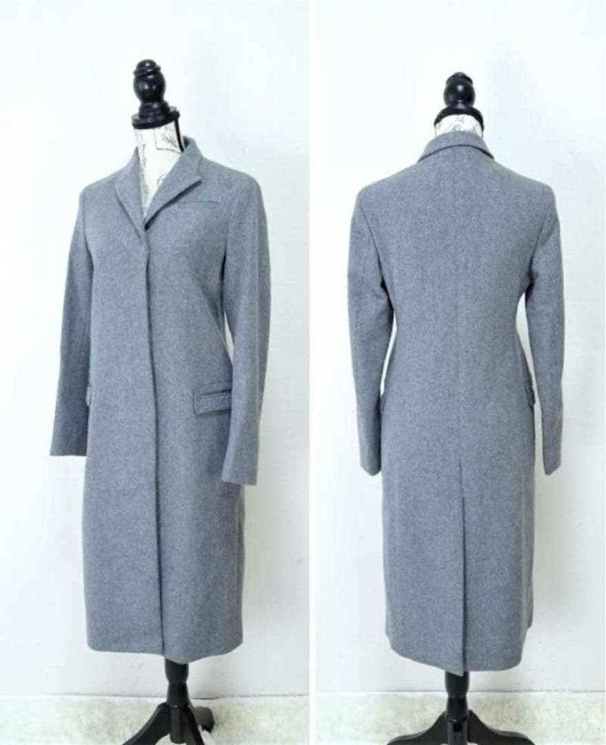 【ジル サンダー】ウールカシミヤ ロングコート チェスターコート グレー 34