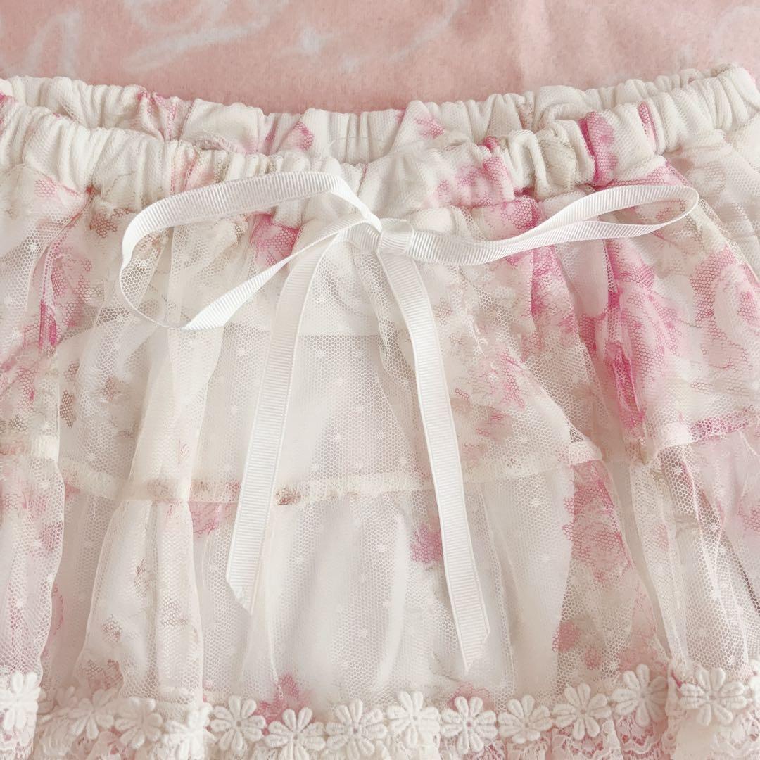 【タグ付】LIZLISA 総レース　花柄　ミニスカート　リボン