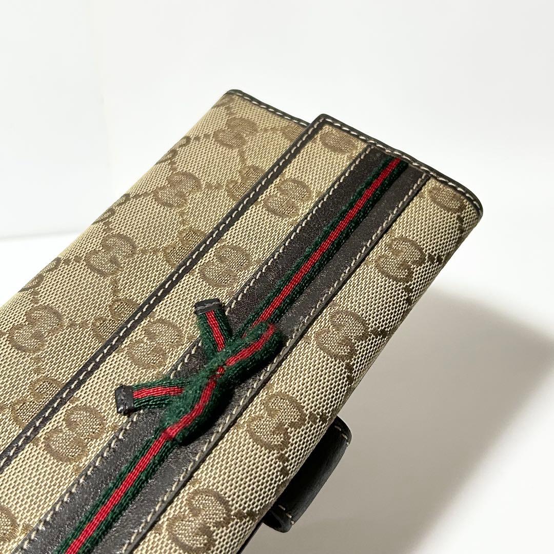 GUCCI 256933 2184 シェリーライン リボン 二つ折り 長財布